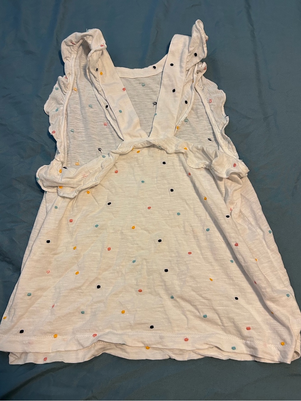 LOFT White Multicolor Embroidered Ruffle Tank - Picture 3 of 5